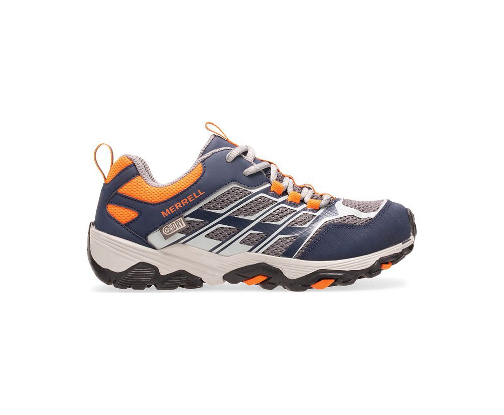 Buty Trekkingowe Merrell Dziecięce Granatowe/Szare/Pomarańczowe - Moab Fst Niskie Waterproof - 71308